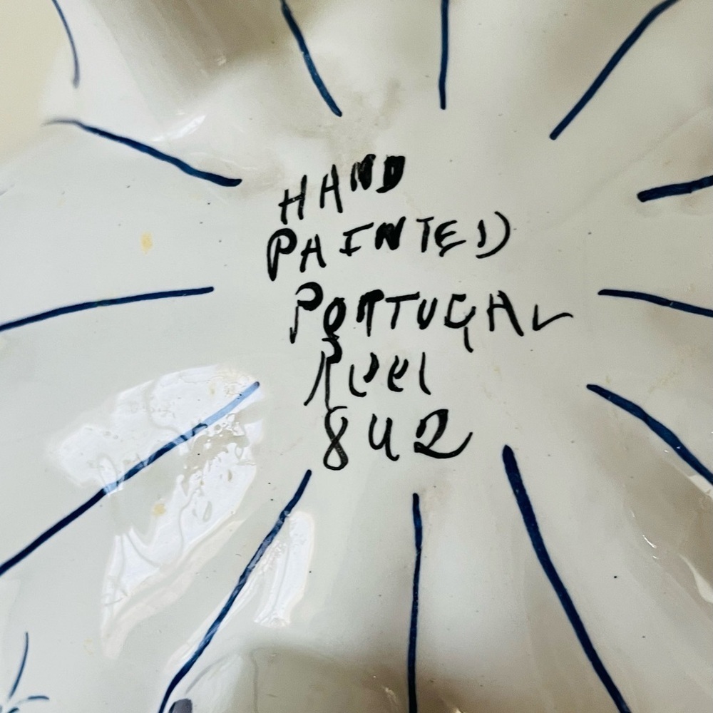 Hand Painted Footed Blue/white Ceramic Bowl Portuguese - Picture 6 of 11